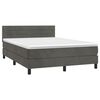 vidaXL Cama box spring colch&oacute;n y LED terciopelo gris oscuro 140x190 cm