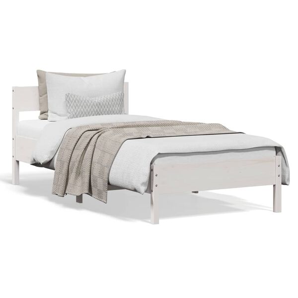 vidaXL Estructura de cama sin colchón madera maciza blanca 75x190 cm