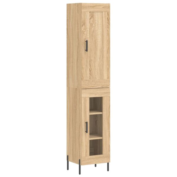 vidaXL Aparador de madera contrachapada roble Sonoma 34,5x34x180 cm