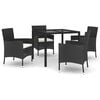 vidaXL Set de muebles jard&iacute;n 5 pzas con cojines rat&aacute;n sint&eacute;tico negro