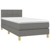 vidaXL Cama box spring con colch&oacute;n tela gris oscuro 100x200 cm