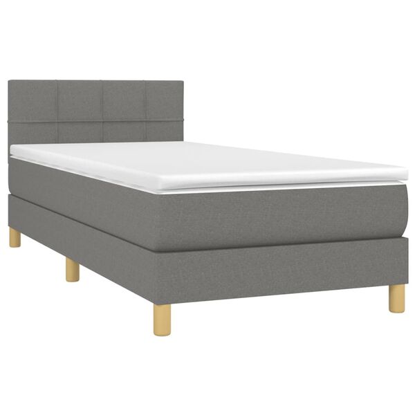vidaXL Cama box spring con colch&oacute;n tela gris oscuro 100x200 cm