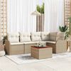 vidaXL Conjunto de sof&aacute;s de jard&iacute;n 6 pcs Beige rat&aacute;n sint&eacute;tico