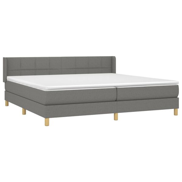 vidaXL Cama box spring con colch&oacute;n tela gris oscuro 200x200 cm