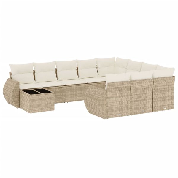 vidaXL Set de sof&aacute;s de jard&iacute;n 11pzas con cojines rat&aacute;n sint&eacute;tico beige