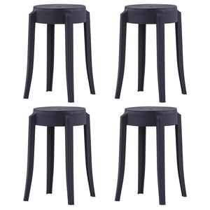 vidaXL Taburetes apilables 4 unidades pl&aacute;stico negro