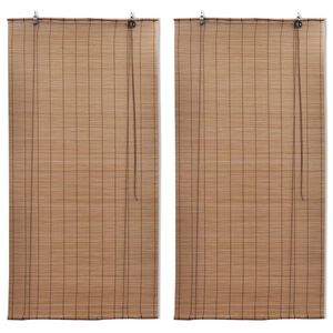 vidaXL Estor enrollable de bamb&uacute; 2 unidades marr&oacute;n 120x220 cm
