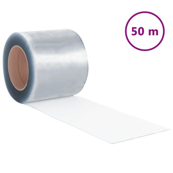 vidaXL Tira de cortina para puertas PVC transparente 200x1,6 mm 50 m