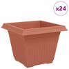vidaXL Maceta cuadrada para flores 24 uds. Rojo Ladrillo Pl&aacute;stico