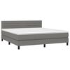 vidaXL Cama box spring con colch&oacute;n tela gris oscuro 180x200 cm