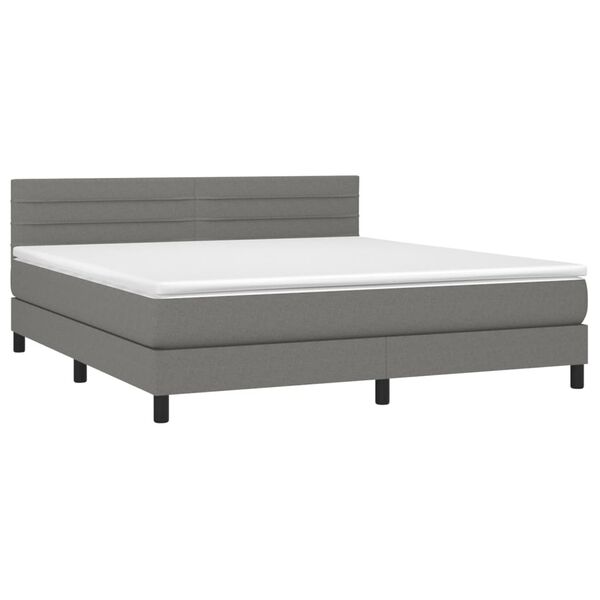 vidaXL Cama box spring con colch&oacute;n tela gris oscuro 180x200 cm