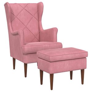 vidaXL Sill&oacute;n con Pouf 2 uds. Rosa Terciopelo