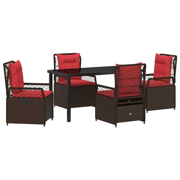 vidaXL Conjunto de Comedor de Jardín 5 pcs Marrón ratán sintético
