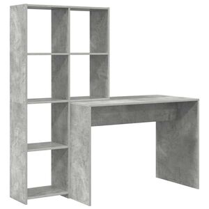 vidaXL Escritorio con estante Gris Concreto 138,5 x 55 x 143 cm