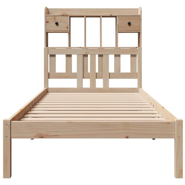 vidaXL Cama con estanter&iacute;a sin colch&oacute;n madera maciza de pino 90x190 cm