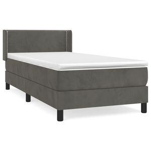 vidaXL Cama box spring con colch&oacute;n terciopelo gris oscuro 90x190 cm