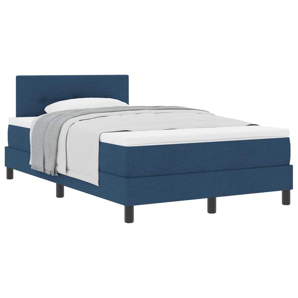 vidaXL Cama tipo Box Spring con colch&oacute;n Azul 120 x 190 cm tela