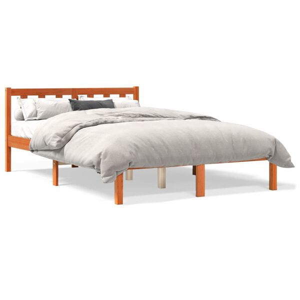 vidaXL Estructura de cama sin colch&oacute;n madera maciza marr&oacute;n 120x190 cm