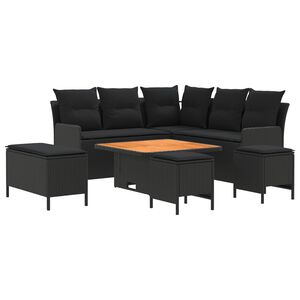 vidaXL Juegos de muebles 7 uds. Negro Rat&aacute;n sint&eacute;tico