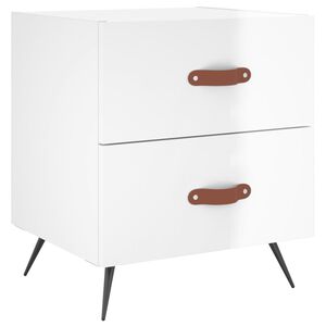 vidaXL Mesita de noche madera de ingenier&iacute;a blanco brillo 40x35x47,5cm