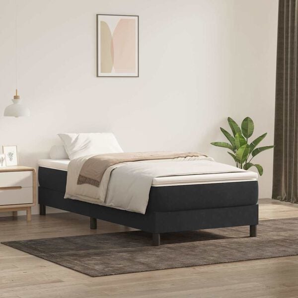 vidaXL Cama box spring sin colchón negro terciopelo 80x220 cm
