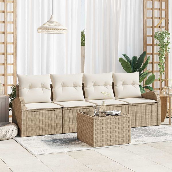 vidaXL Conjunto de sof&aacute; de jard&iacute;n Beige 55 x 55 x 37 cm