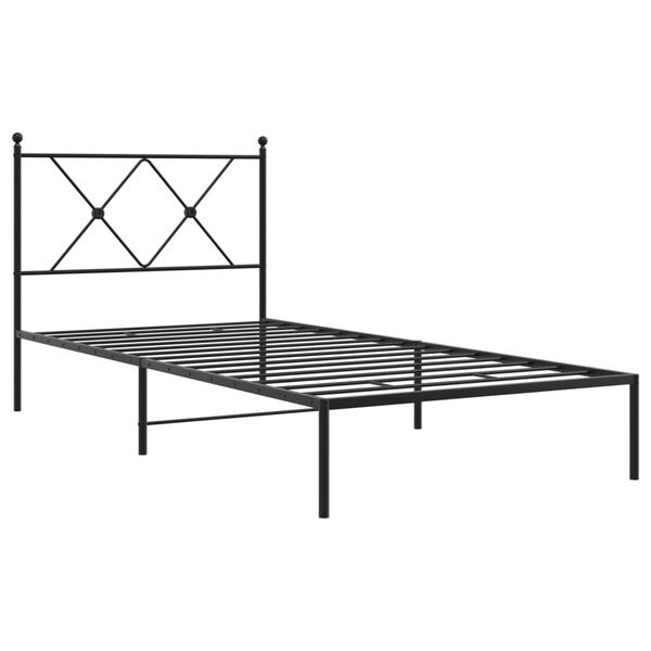 vidaXL Estructura cama sin colchón con cabecero metal negro 90x200 cm