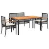 vidaXL Juego comedor jard&iacute;n 4 piezas con cojines rat&aacute;n sint&eacute;tico negro