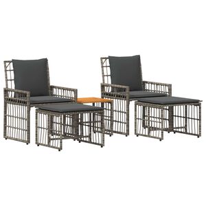 vidaXL Juego de muebles de exterior 5 pcs Negro y Gris oscuro