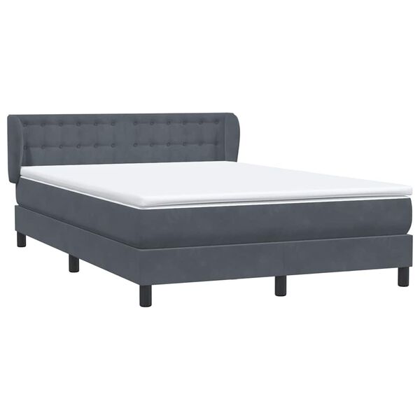 vidaXL Cama box spring con colch&oacute;n terciopelo gris oscuro 140x210 cm