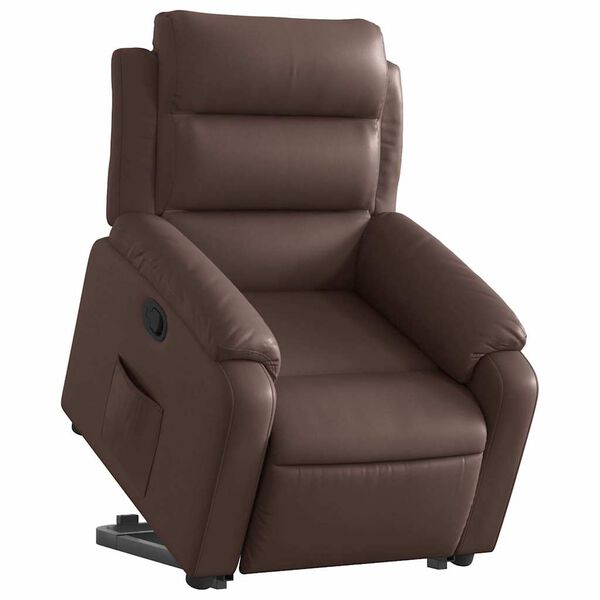 vidaXL Sill&oacute;n reclinable elevable cuero sint&eacute;tico marr&oacute;n