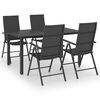 vidaXL Juego de comedor para jard&iacute;n 5 piezas negro
