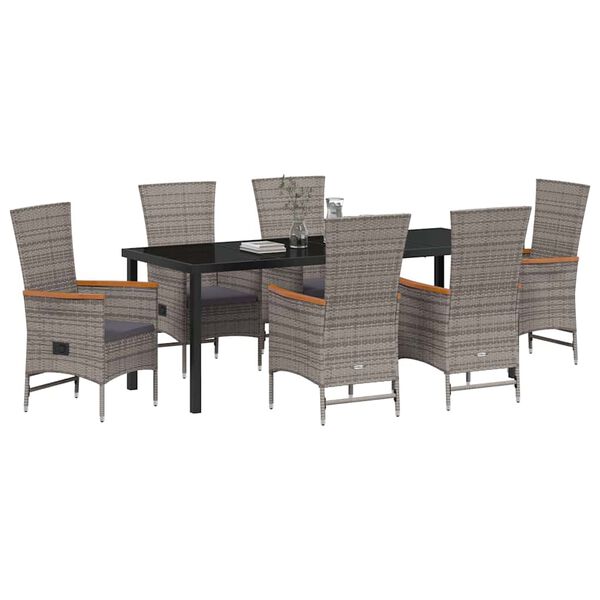 vidaXL Conjunto de Comedor de Jard&iacute;n con coj&iacute;n 7 pcs Gris