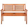 vidaXL Banco de jardín 2 plazas madera maciza eucalipto y cojín 120 cm