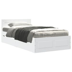 vidaXL Estructura cama con cabecero madera ingenier&iacute;a blanca 75x190 cm