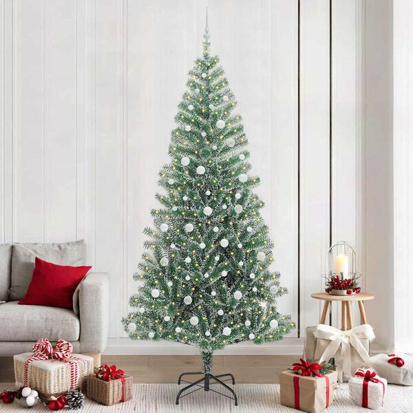 vidaXL &Aacute;rbol de Navidad Artificial Nevado con Luz LED Verde y 240 cm