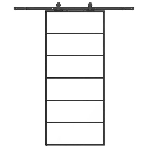 vidaXL Puerta corredera con set herrajes negro 90x205 cm vidrio ESG