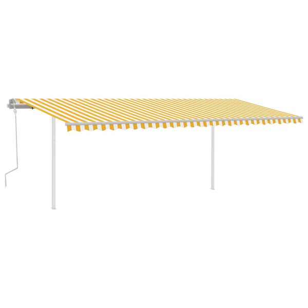 vidaXL Toldo manual retr&aacute;ctil con postes amarillo y blanco 6x3,5 m