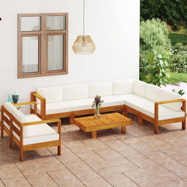 vidaXL Conjunto de jard&iacute;n 8 piezas con cojines 100x60 cm madera de acacia