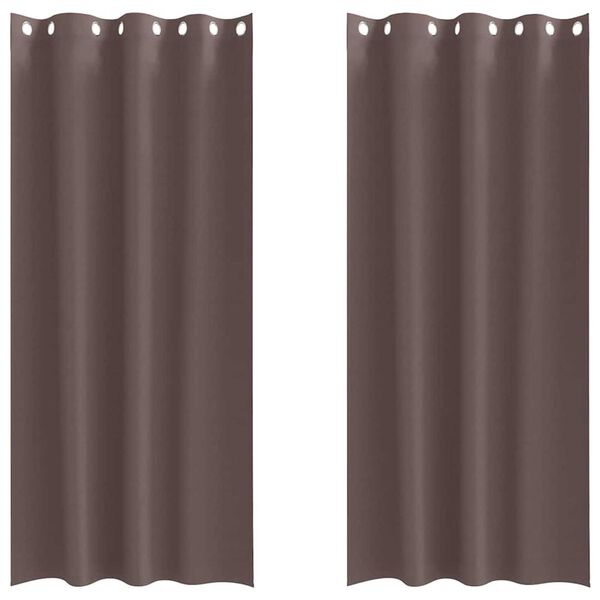 vidaXL Cortinas Opacas con Anillas 2 pcs Marr&oacute;n Oscuro 245 x 140 cm