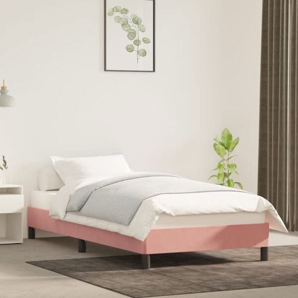vidaXL Estructura de cama sin colch&oacute;n terciopelo rosa 90x190 cm