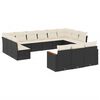 vidaXL Set de sof&aacute;s de jard&iacute;n y cojines 13 pzas rat&aacute;n sint&eacute;tico negro