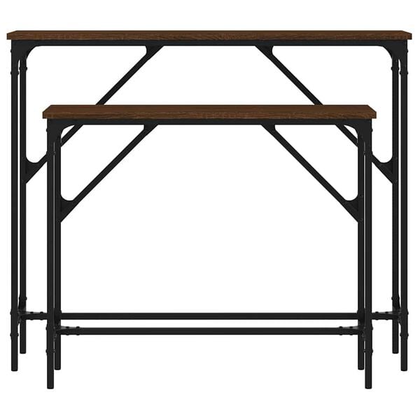 vidaXL Mesas consolas 2 unidades madera de ingenier&iacute;a marr&oacute;n roble