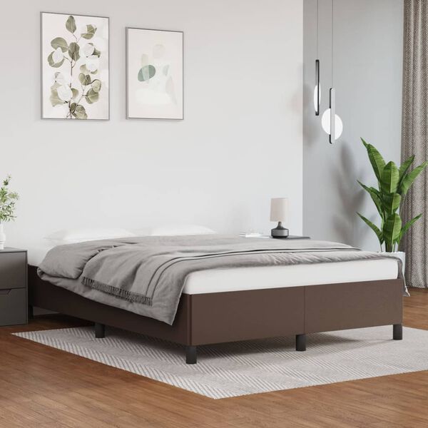 vidaXL Estructura de cama sin colch&oacute;n cuero sint&eacute;tico marr&oacute;n 140x200cm