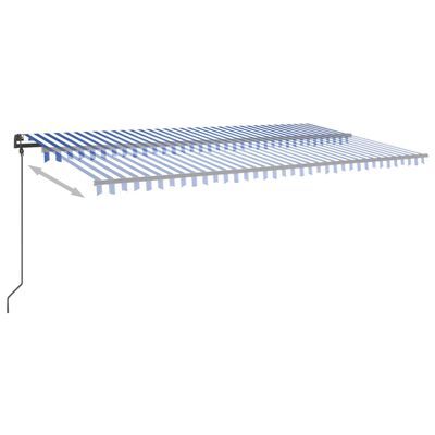 vidaXL Toldo retráctil manual con postes azul y blanco 6x3,5 m