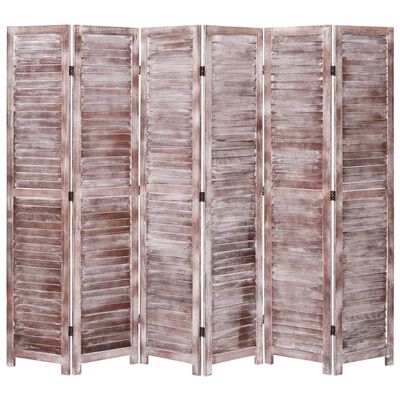 vidaXL Biombo de 6 paneles madera marrón 210x165 cm