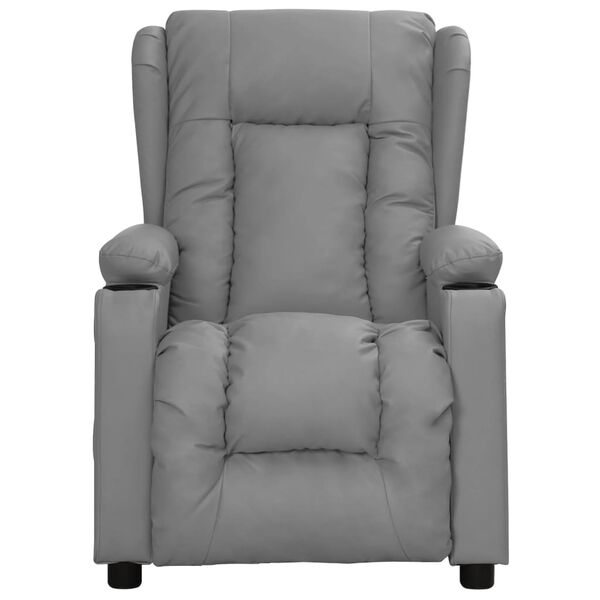 vidaXL Sillón elevable cuero sintético gris