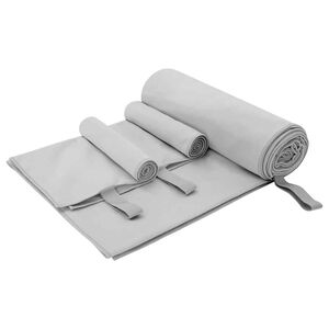 vidaXL Set de Toallas de Deportes 3 pcs Gris Poli&eacute;ster y Poliamida