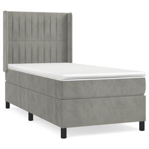 vidaXL Cama box spring con colch&oacute;n terciopelo gris claro 80x200 cm
