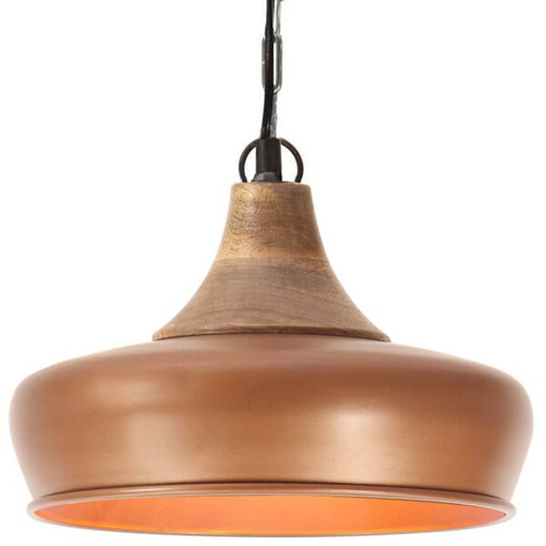 vidaXL L&aacute;mpara colgante industrial hierro cobre y madera 26 cm E27